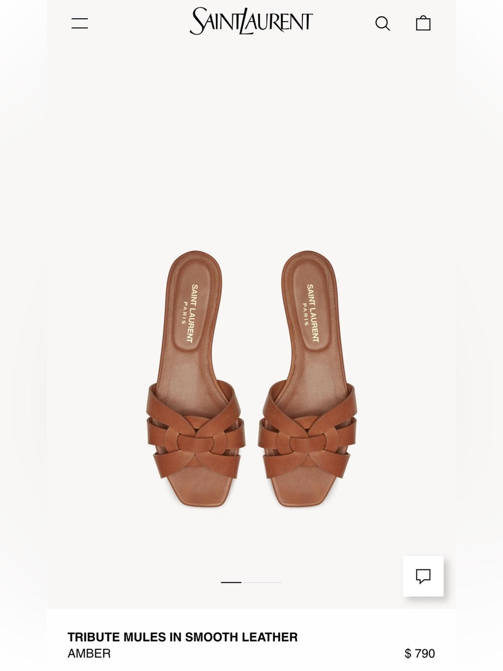 Saint Laurent Tan Tribute Mules in Amber - Picture 1 of 8